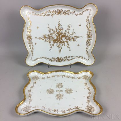Two French Hand-painted Porcelain Trays