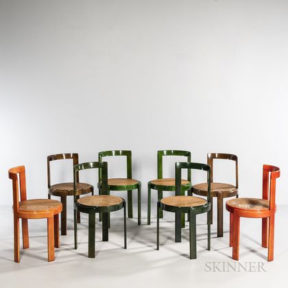Eight Lacquered Bentwood Chairs