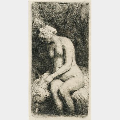 Rembrandt Harmensz van Rijn (Dutch, 1606-1669) Woman Bathing Her Feet at a Brook