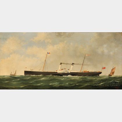 George Mears (British, 1826–1906) The Steamer-Sidewheeler BOURDEAUX