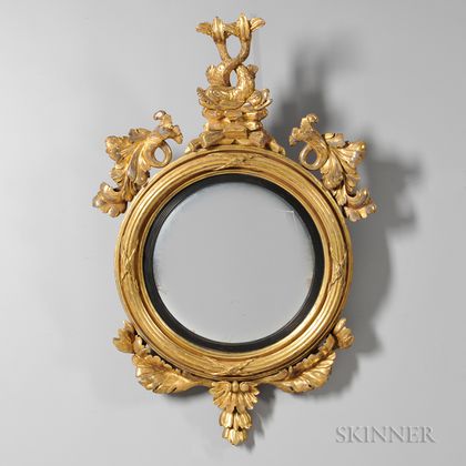 Neoclassical-style Convex Gilt-gesso Mirror