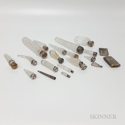 Group of Cut Glass and Silver Perfumes