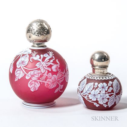 Two English Cameo Glass Perfume Bottles 