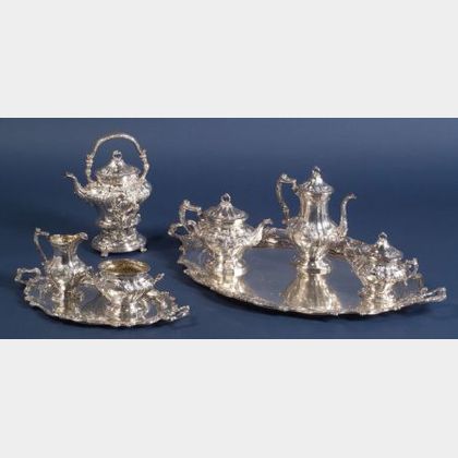Gorham Sterling Rococo Revival Eight Piece Tea Service and Coffee Service
