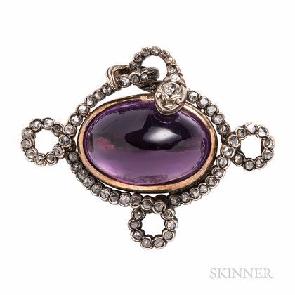 Antique Gold, Amethyst, and Diamond Brooch