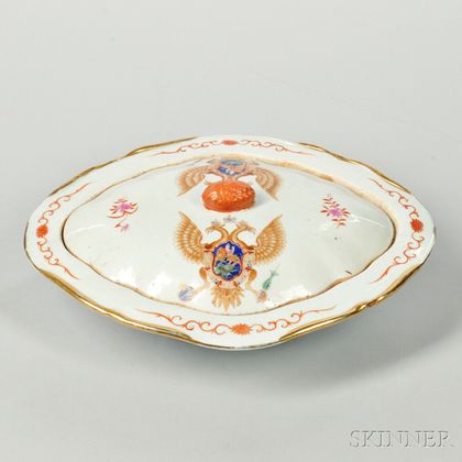 Export Porcelain Armorial Covered Vegetable Dish