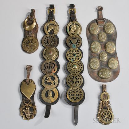 Collection of Leather-mounted Horse Brasses