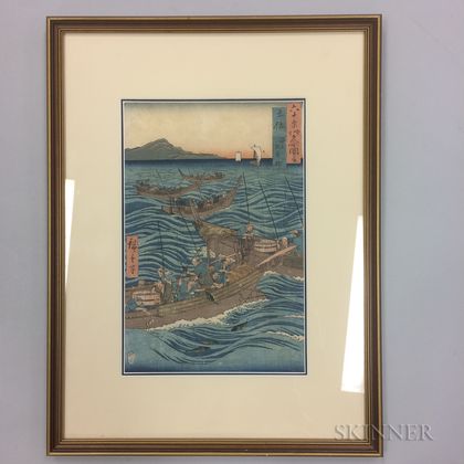 Utagawa Hiroshige (1797-1858),Bonito Fishing at Sea, Tosa Province 