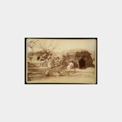 C.S. Fly (American, 1849-1901) Imperial Cabinet Card Photograph of a Papago Camp Scene