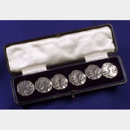 Set of Art Nouveau Sterling Silver Buttons