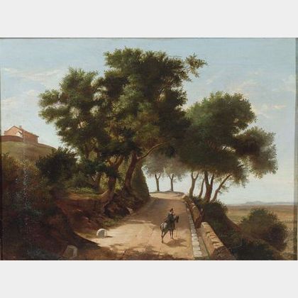 Lot of Two Landscapes: Continental School, 19th Century, The Woodland Road; Italian School, 19th Century, A Meeting on the Road.