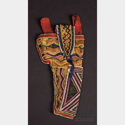 Rare Western Great Lakes Beaded and Cloth Appliqué Hide Holster