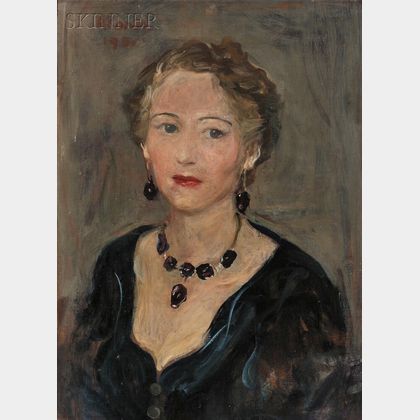 Primo Conti (Italian, 1900-1989) Portrait of a Seated Woman