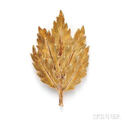 18kt Gold Leaf Brooch, Mario Buccellati