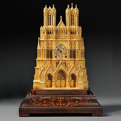 Gilt Reims Cathedral-form Shelf Clock