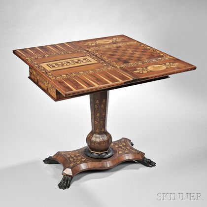 Victorian Irish Marquetry Inlaid Games Table