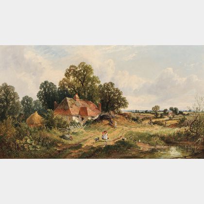 James Edwin Meadows (British, 1828-1888) A Sussex Farmstead