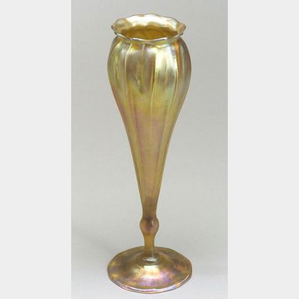 Tiffany Gold Iridescent Glass Vase