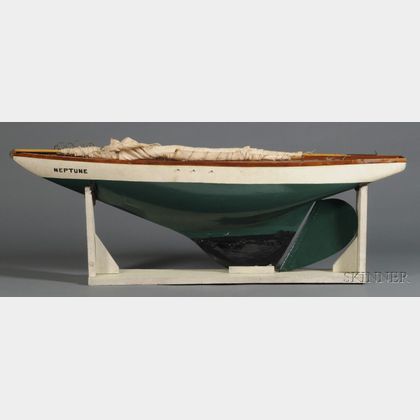 Painted Wooden Pond Boat Model "Neptune,"