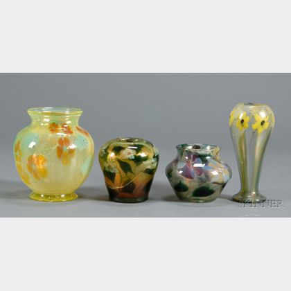 Four Tiffany Paperweight Vases