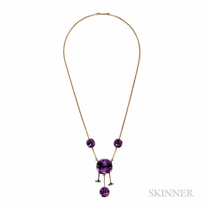 Antique 14kt Gold and Amethyst Necklace