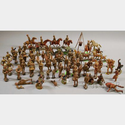 Collection of Painted Composition Toy Soldiers and Figures
