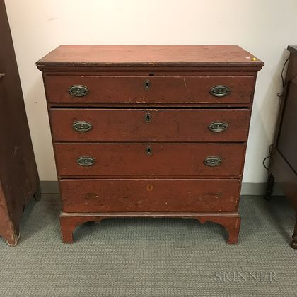 Chippendale Red-painted Pine Chest of Drawers