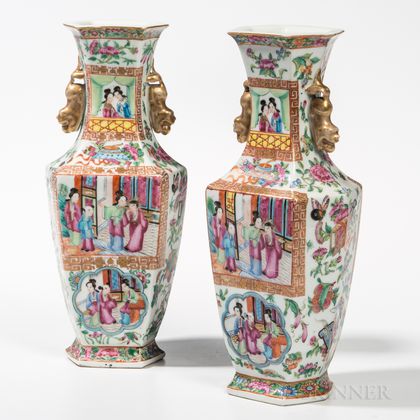 Pair of Rose Medallion Export Porcelain Vases