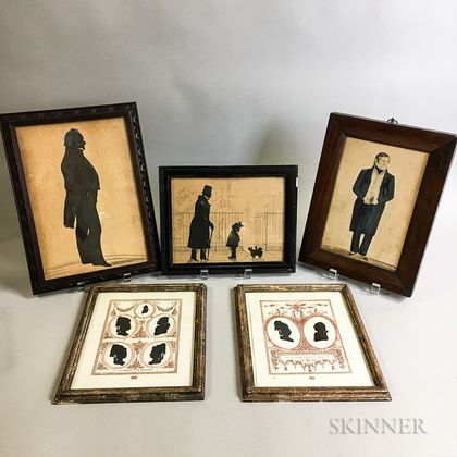 Seven Framed Silhouettes and a Portrait