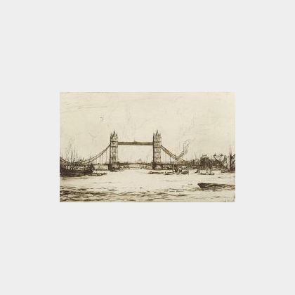 Anglo/American School, 20th Century Lot of Two London Views: London Bridge