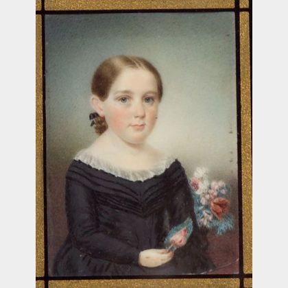 Attributed to Sarah Goodridge (Massachusetts, 1788 - 1853) Miniature Portrait of Mrs. Solomon Sargent (nee' Persis Child).