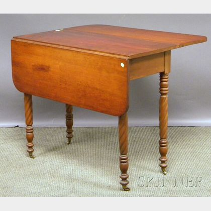 Classical Cherry Drop-leaf Table with Rope-turned Legs. 