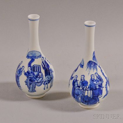 Pair of Blue and White Transferware Vases
