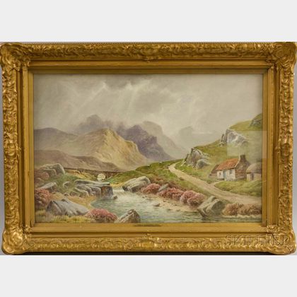 Charles E. Hannaford (British, 1863-1955) Two Scottish Mountain and Stream Views