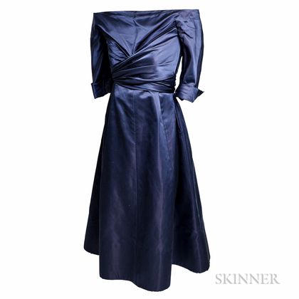 Navy Blue Silk Custom Gown