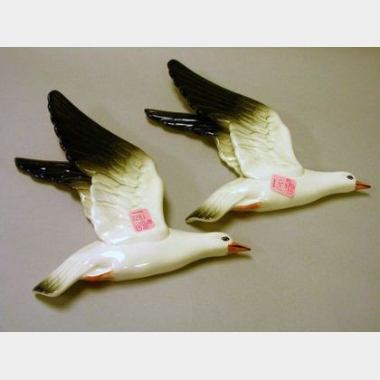 Pair of Beswick Ceramic Figural Wall Seagulls. 