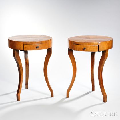 Two Biedermeier Walnut Side Tables