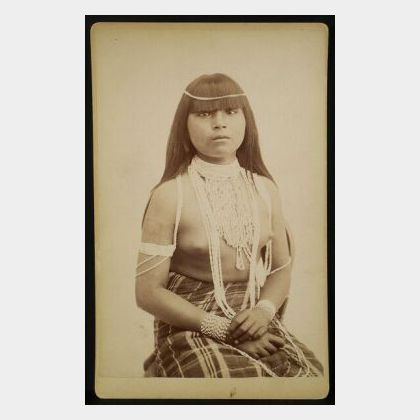 C.S. Fly (American, 1849-1901) Imperial Cabinet Card Photograph of a Seated Maricopa Girl