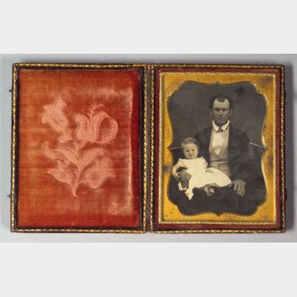Quarter-Plate Daguerreotype of a Father and Child
