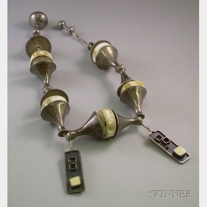 Artist Designed Silver and Bone Necklace