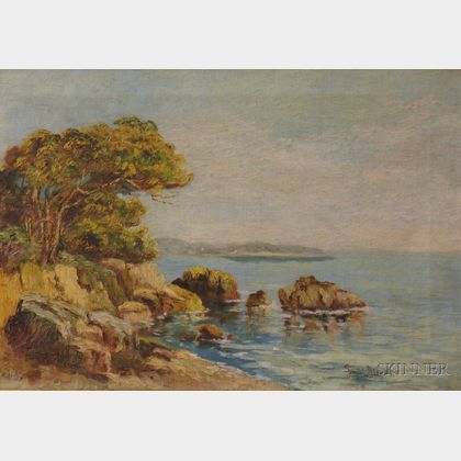Framed Oil on Canvas Coastal View