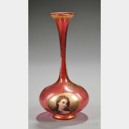 Bohemian Red Glass Portrait Vase