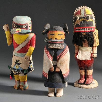 Three Hopi Polychrome Carved Wood Kachinas