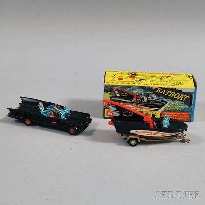Corgi Toys Batmobile No. 267 and Corgi Batboat No. 107