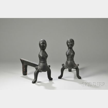 Pair of Cast Iron Female-form Andirons