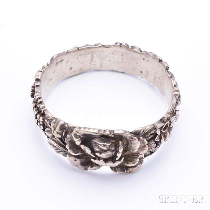 Sterling Silver Floral Decorated Bangle