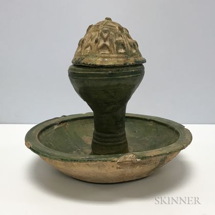 Han-style Green-glazed Earthenware Censer and Cover