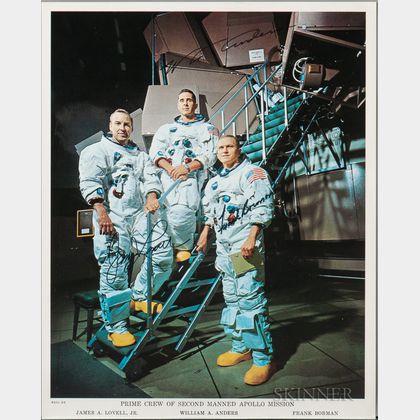 Apollo 8, Prime Crew, Autopen Signed Lithograph, December 1968.
