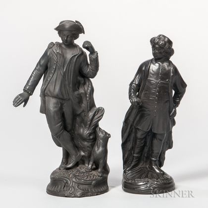 Two Staffordshire Black Basalt Figures