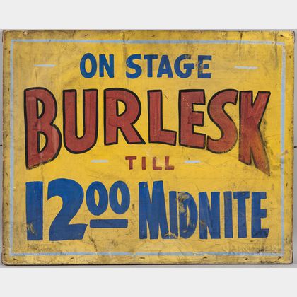Two-sided Painted "Burlesk" Show Sign